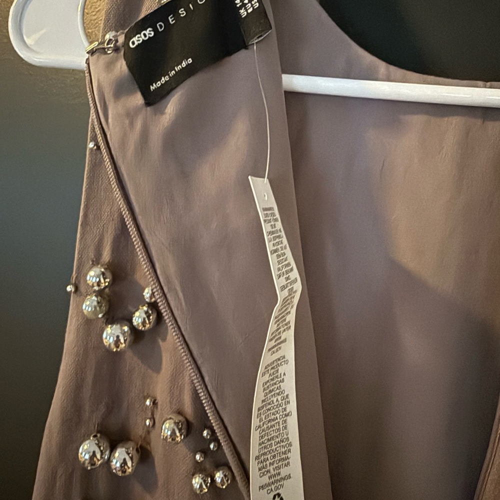 ASOS Gray Embellished Tiered Mini Dress - Picture 7 of 8